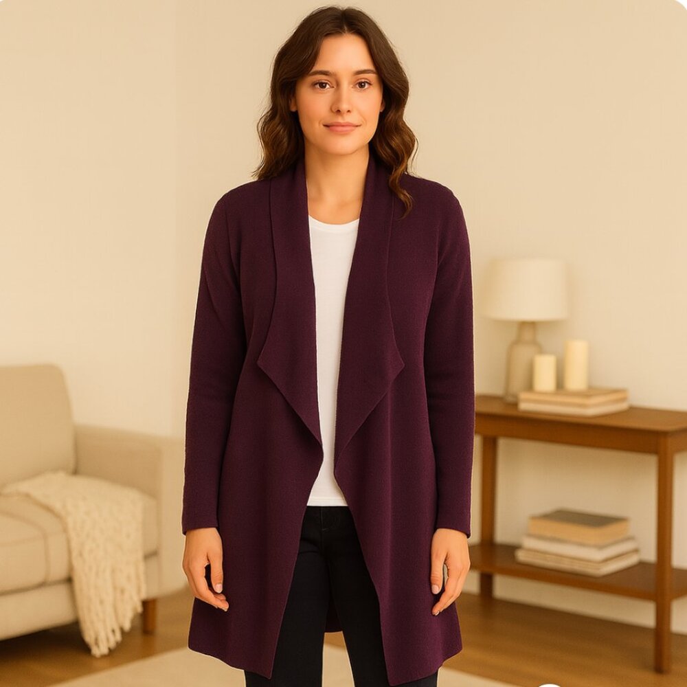Barefoot Dreams Bamboo Cozy Chic Lite Calypso Wrap Cardigan Purple Size S/M $110